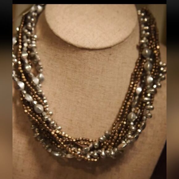 Premier Designs Elegant Metallic Beaded Wear It Now Necklace 12 1/2" +3" - Picture 2 of 2